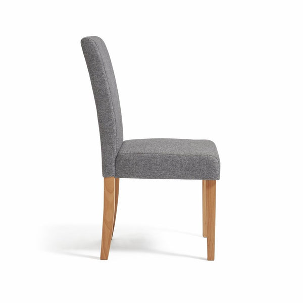 Pair of Tweed Fabric Dining Chairs - Grey 17359352