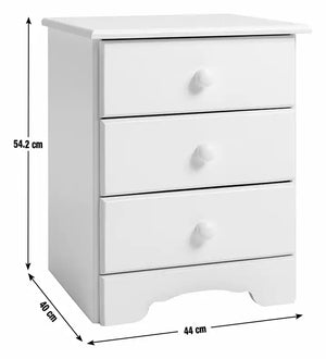 Nordic 3 Drawer Bedside Table - White 13634569