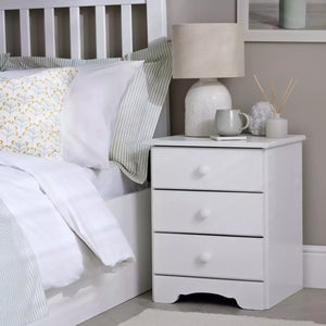 Nordic 3 Drawer Bedside Table - White 13634569