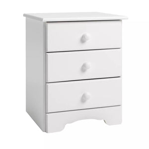 Nordic 3 Drawer Bedside Table - White 13634569