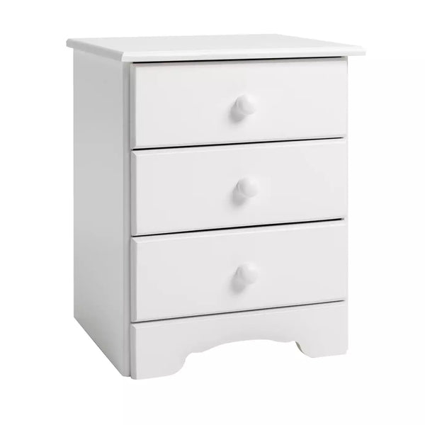 Nordic 3 Drawer Bedside Table - White 13634569