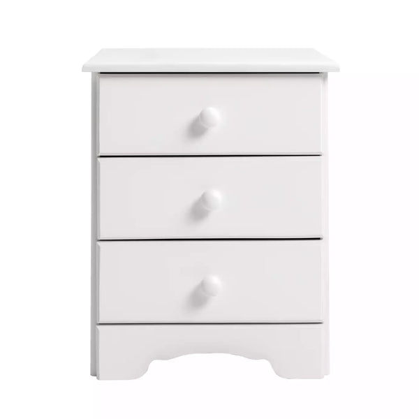 Nordic 3 Drawer Bedside Table - White 13634569