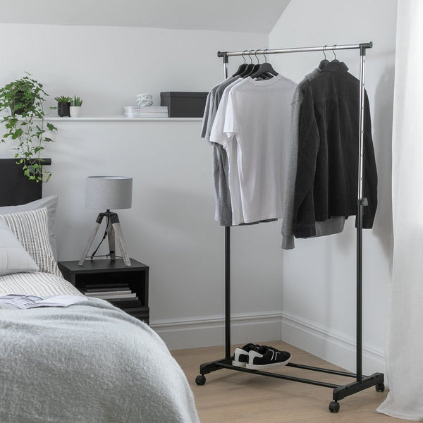 Single Clothes Rail - Black and Chrome 13447299