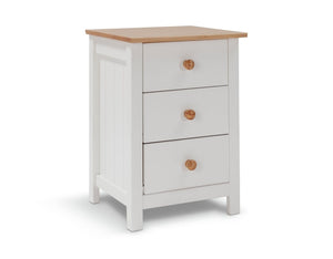 Scandinavia 3 Drawer Bedside Table - Pine & White 17911673