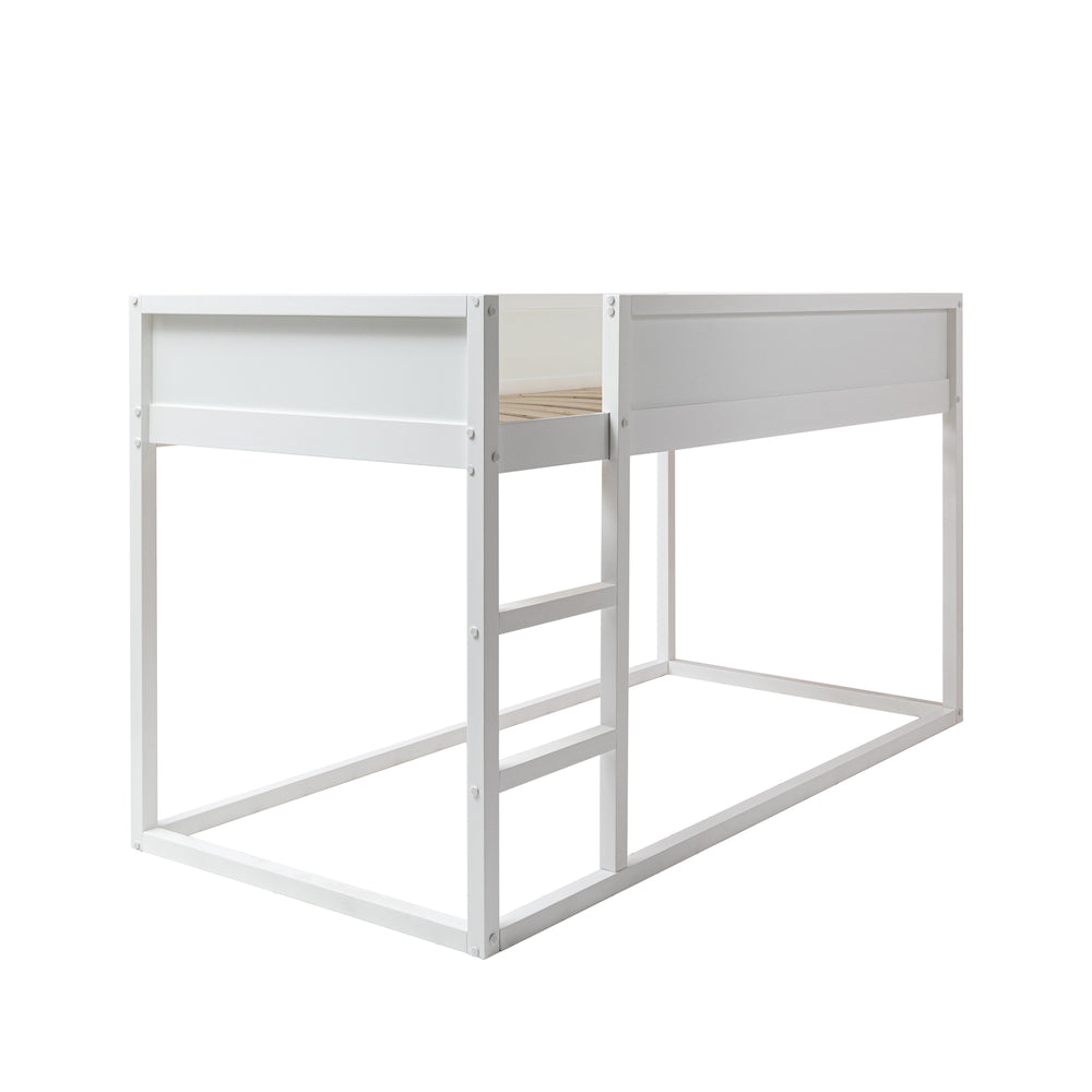 Reversible Cabin Bed Midsleeper 2 in 1 with Straight Ladder in White