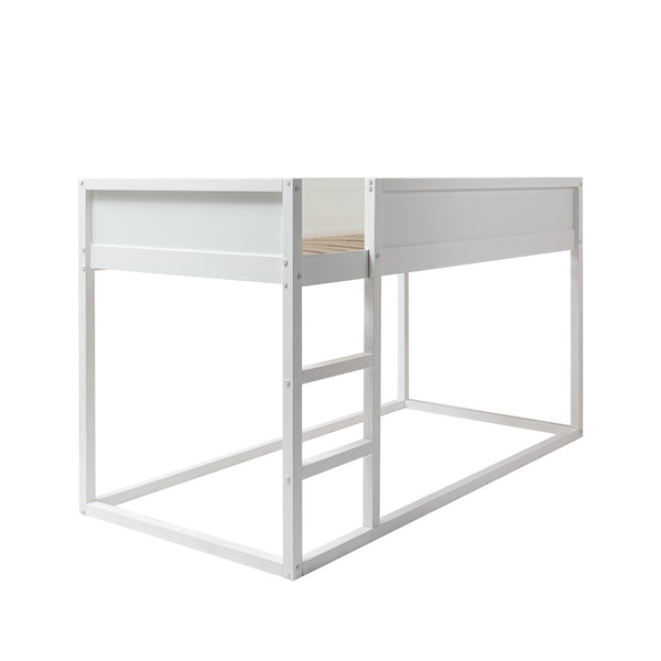 Reversible Cabin Bed Midsleeper 2 in 1 with Straight Ladder in White