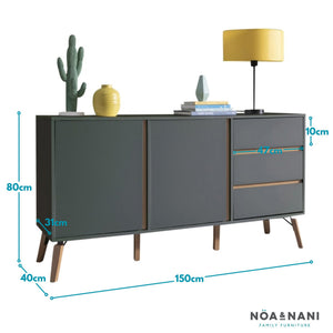 Otto Sideboard Large 2 Door with Drawer - Grey