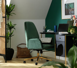 Habitat Clarice Velvet Office Chair - Green 13420670