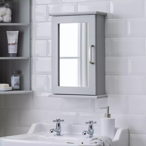 Single Mirrored Wall Cabinet - Grey 17224322