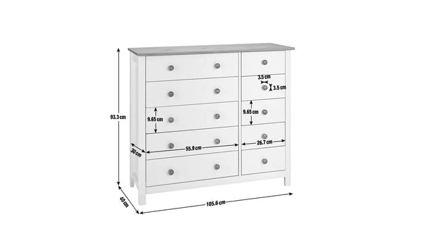 Scandinavia 10 Drawer Chest - Pine & White 18397313