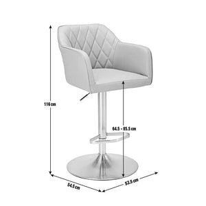 Ellington Quilted Faux Leather Bar Stool - Grey 18885825