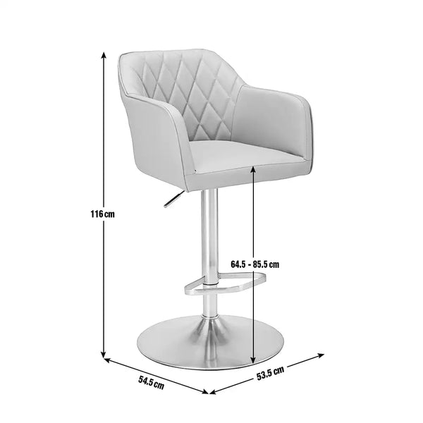 Ellington Quilted Faux Leather Bar Stool - Grey 18885825