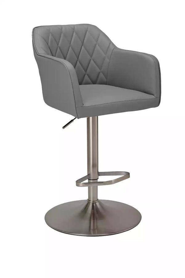 Ellington Quilted Faux Leather Bar Stool - Grey 18885825
