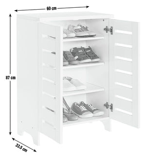 Slatted 2 Door Shoe Storage Cabinet - White 18106016