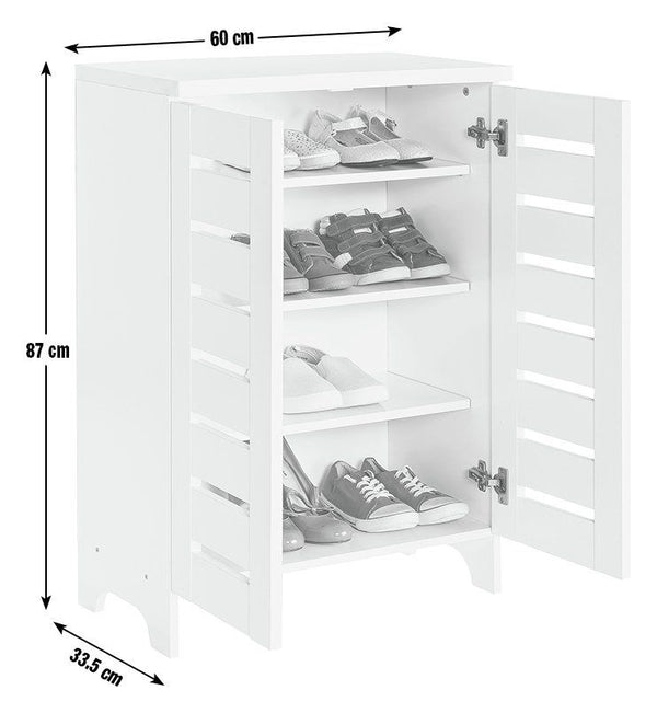 Slatted 2 Door Shoe Storage Cabinet - White 18106016
