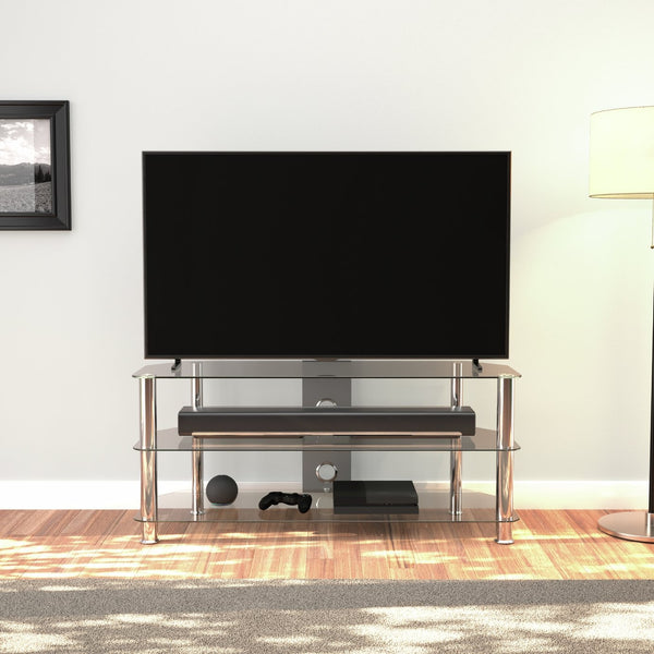 AVF Clear Glass Up to 55 Inch TV Stand - Silver 17121762