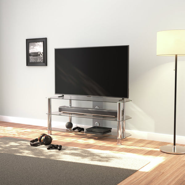 AVF Clear Glass Up to 55 Inch TV Stand - Silver 17121762