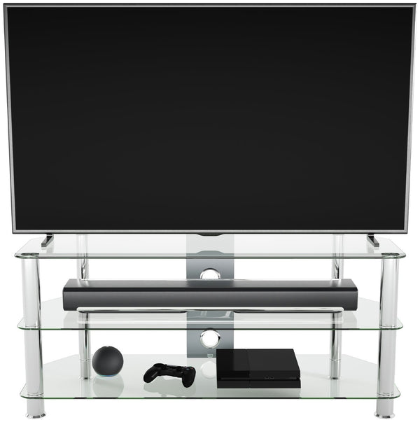 AVF Clear Glass Up to 55 Inch TV Stand - Silver 17121762