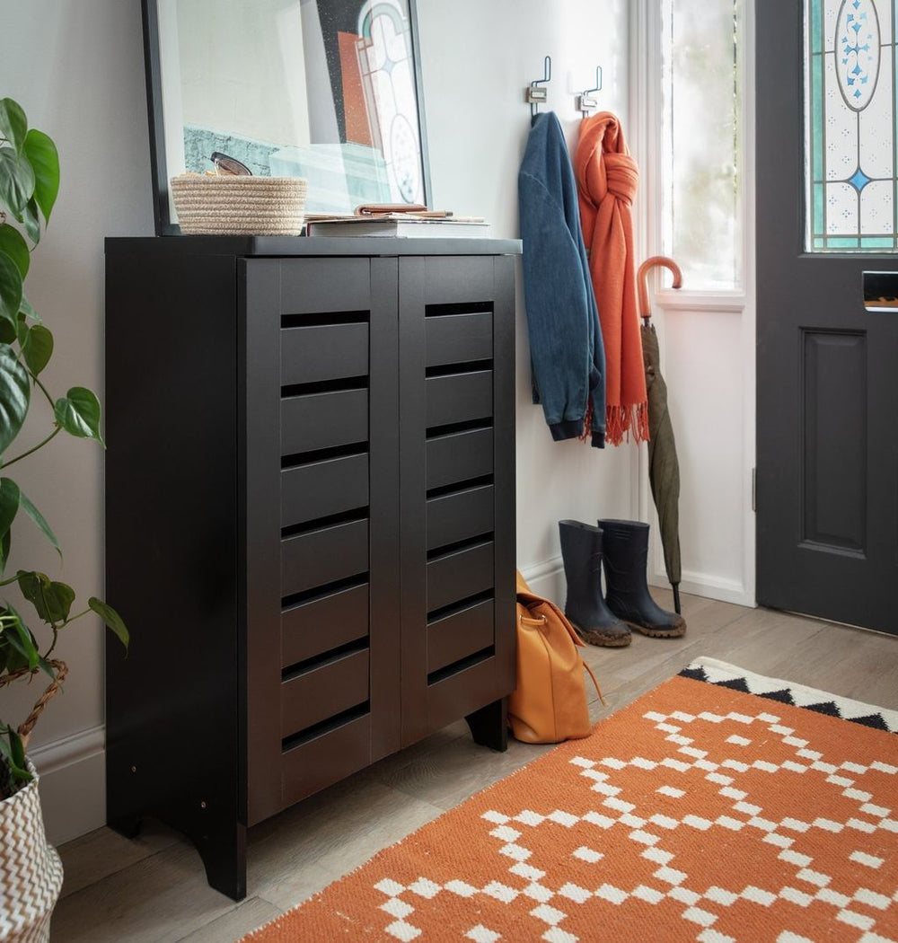 Slatted Shoe Cabinet - Black 14707938