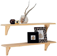 89cm Set of 2 Wooden Shelves - Pine 14194211
