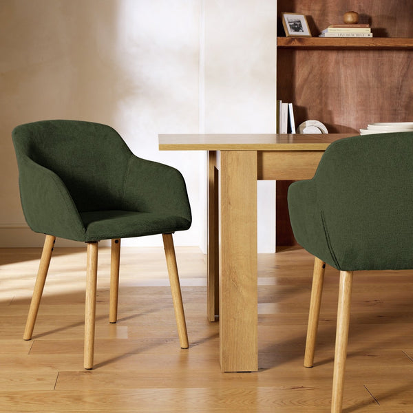 Alarik Pair of Fabric Dining Chairs - Green 17679283