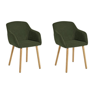 Alarik Pair of Fabric Dining Chairs - Green 17679283