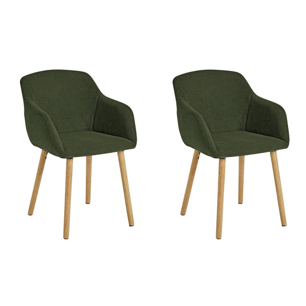 Alarik Pair of Fabric Dining Chairs - Green 17679283