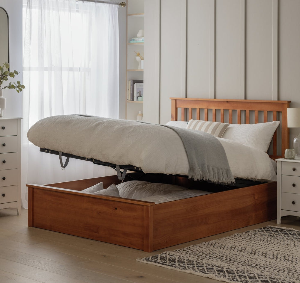 Aspley Double Wooden End Lift Ottoman - Oak Stain 13417621