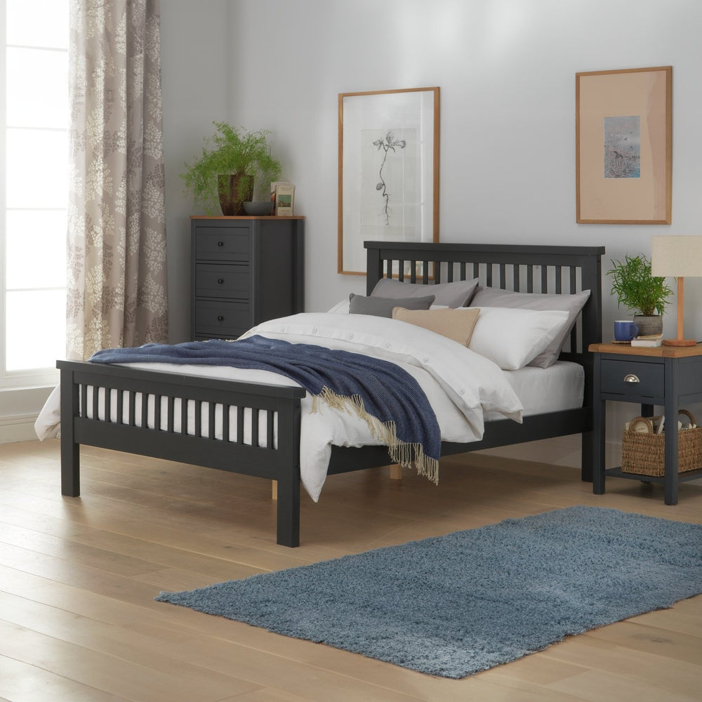 Aubrey Double Wooden Bed Frame - Charcoal 14722250