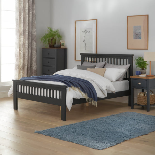 Aubrey Double Wooden Bed Frame - Charcoal 14722250