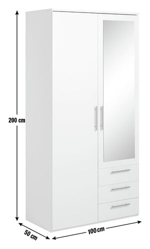Brisbane 2 Door 3 Drawer Mirror Wardrobe - Oak 15822795