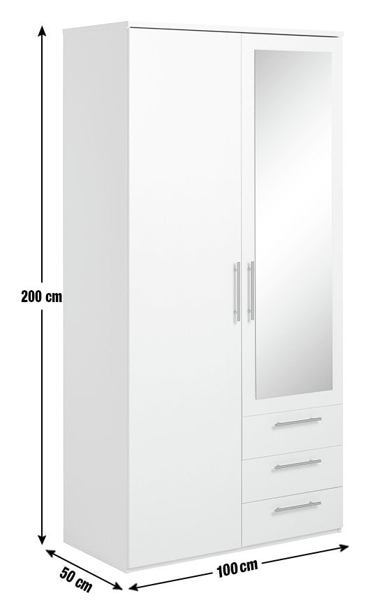 Brisbane 2 Door 3 Drawer Mirror Wardrobe - Oak 15822795