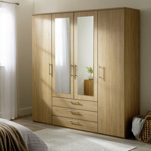 Brisbane 4 Door 3 Drawer Wardrobe - Oak 15822568