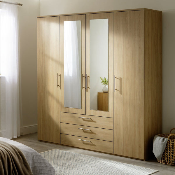 Brisbane 4 Door 3 Drawer Wardrobe - Oak 15822568