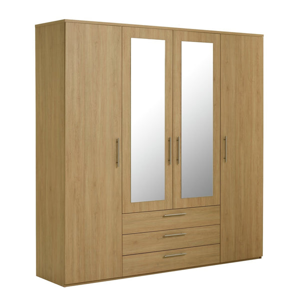 Brisbane 4 Door 3 Drawer Wardrobe - Oak 15822568