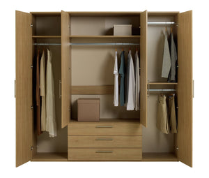 Brisbane 4 Door 3 Drawer Wardrobe - Oak 15822568