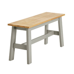 Grey wooden dining bench with solid wood frame