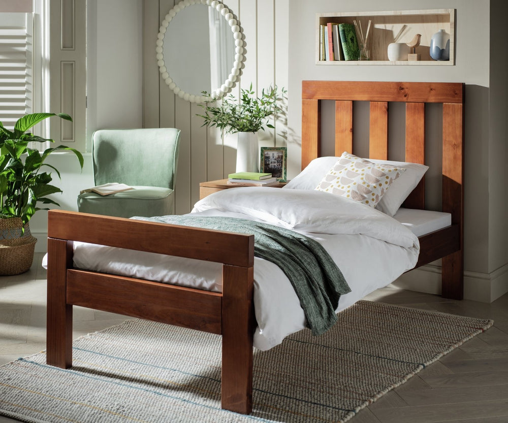 Chile Single Wooden Bed Frame - Dark Wood 14821254