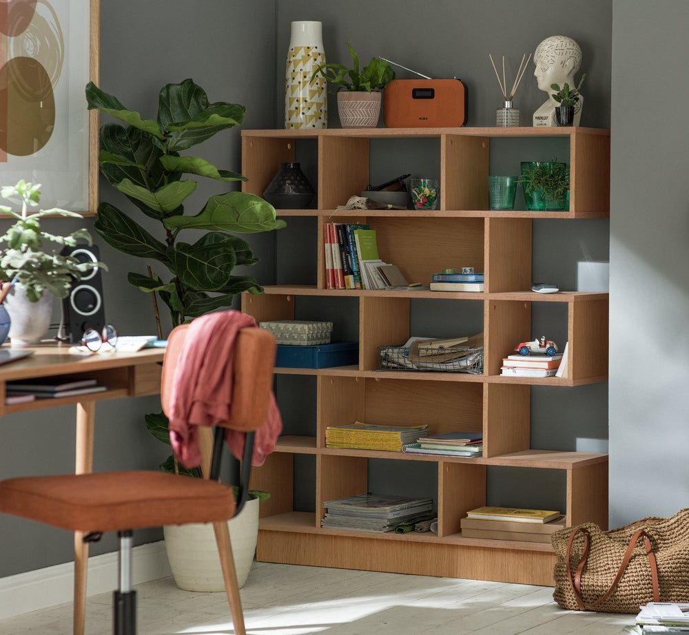 Wide cube  Shelving Unit - Oak Effect 14493651