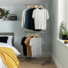 Double Clothes Rail - Grey And Chrome 14231703