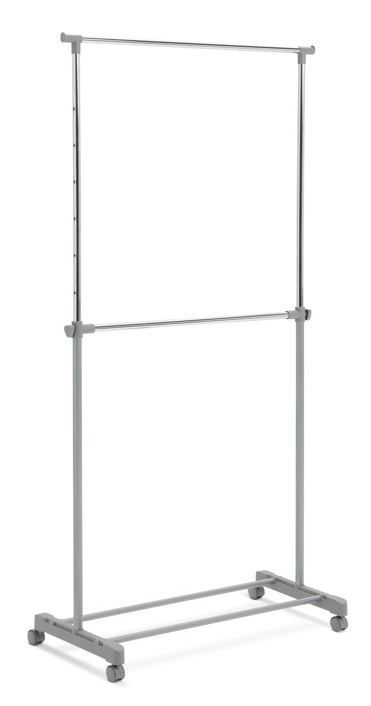 Double Clothes Rail - Grey And Chrome 14231703