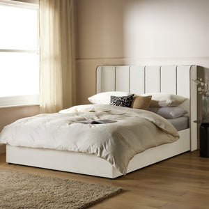 Emilie Double Velvet End Lift Ottoman Bed - White 17273658