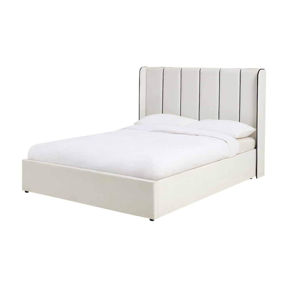Emilie Double Velvet End Lift Ottoman Bed - White 17273658