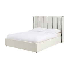 Emilie Double Velvet End Lift Ottoman Bed - White 17273658
