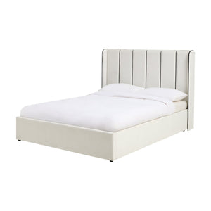 Emilie Double Velvet End Lift Ottoman Bed - White 17273658