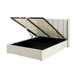 Emilie Double Velvet End Lift Ottoman Bed - White 17273658
