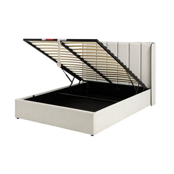 Emilie Double Velvet End Lift Ottoman Bed - White 17273658