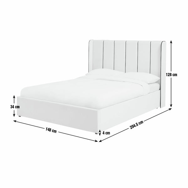 Emilie Double Velvet End Lift Ottoman Bed - White 17273658