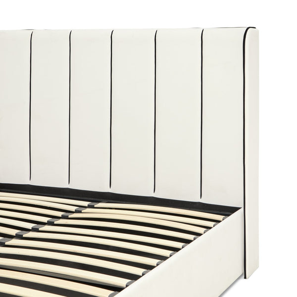 Emilie Double Velvet End Lift Ottoman Bed - White 17273658