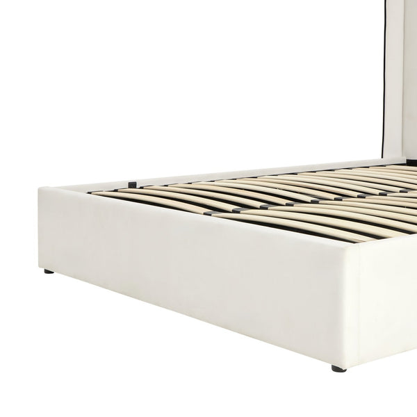 Emilie Double Velvet End Lift Ottoman Bed - White 17273658